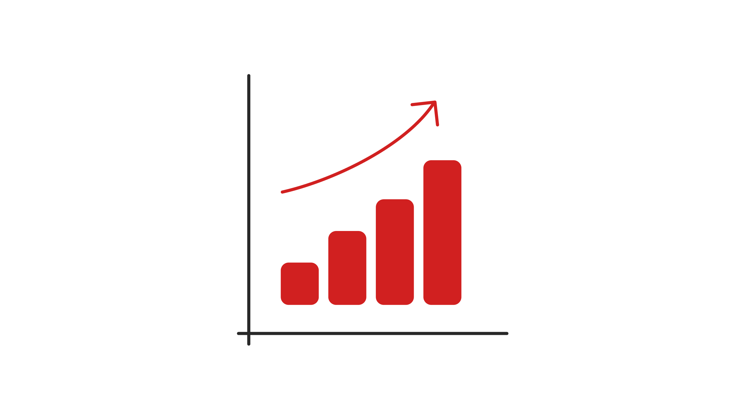 Infographic showing an ascending curve in a graph.